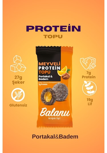 Meyveli Portakallı & Bademli Protein Topları 55gr X3 Adet