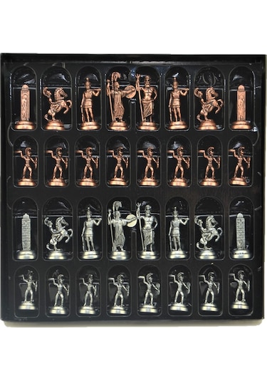 Gifthome Metal Satranç Takımı-seti orta yunan antik sandıklı Masi