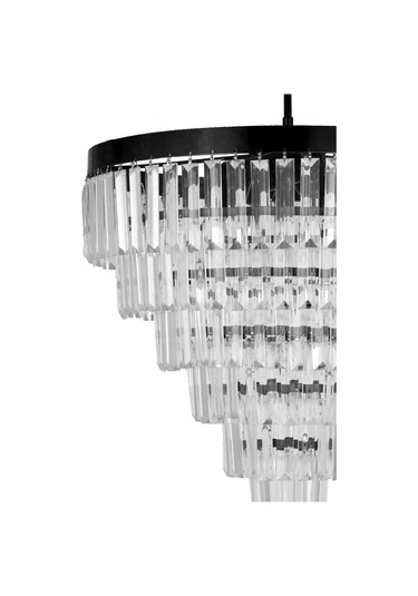 Linsa 55 Cm'lik Kristal Cam Taşlı Lüks Avize - Mat Siyah Siyah