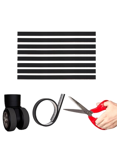 Kesilip Ayarlanabilir Silikon Bavul Teker Kılıfı Al4830 8 Adet Siyah