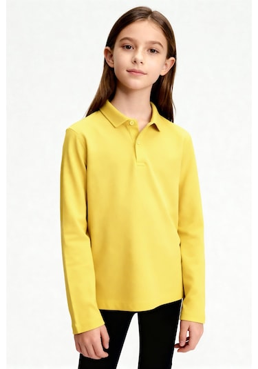 Tommylife Sarı Polo Yaka Basic Uzun Kollu Erkek Çocuk T-shirt - 11170 SARI