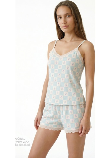 Penti Açık Yeşil Serenity Floral Şortlu Pijama Takımı