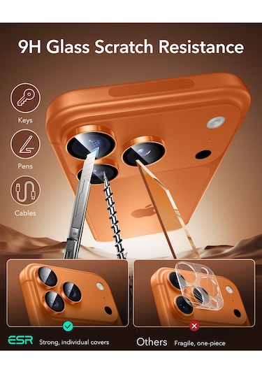 Armorite Kamera Lens Koruyucu Apple Uyumlu iPhone  14-15-16 17 Pro/pro Max Turuncu Turuncu