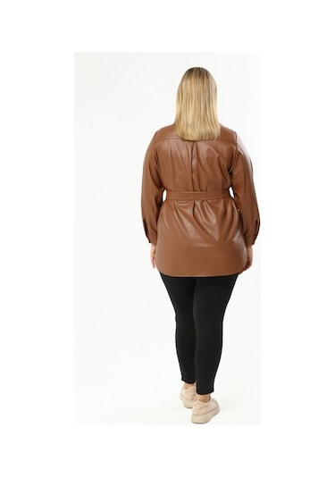 Suni Deri Kuşaklı Gömlek Ceket (523192280)