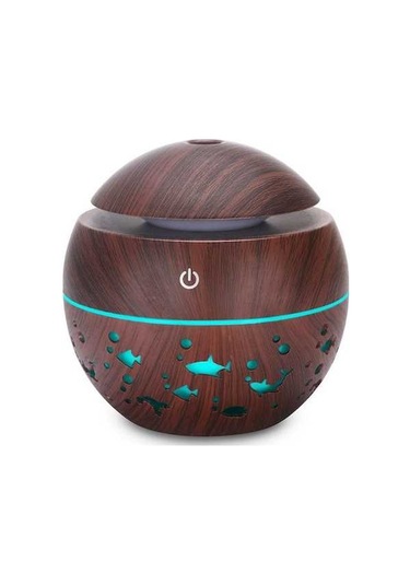 Moly 130ml Ahşap Desenli Usb Nemlendirici - 7 Renkli Led Aromaterapi Işıklı