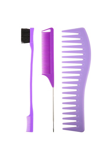 Youtek 3'lü Saç Tarak Seti - Geniş Dişli, Kuyruk Ve Çift Taraflı Fırça İle Statik Dirençli Saç Şekillendirme