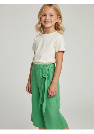 Zekids Kız Çocuk Bol Paça Pantolon-16751 Yeşil
