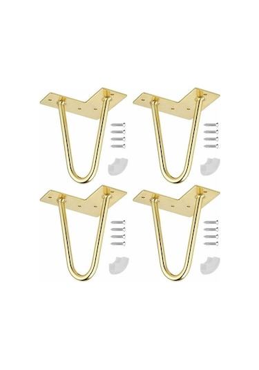 Mufunye Firkete Masa Ayakları, 4 İnç Dıy Metal Masa Ayakları, Altın