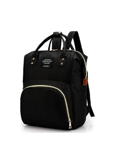 Mumya Çantası Büyük Kapasiteli Çok Fonksiyonlu Sırt Çantası Su Geçirmez Biberon Bezi Çantası Siyah Siyah