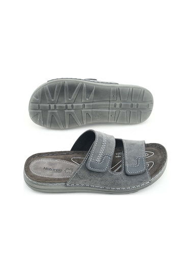 Gezer Naturela Comfort Erkek Yazlık İç Taban Hakiki Deri Çift Cırtlı Ayarlanabilir Rahat Taban Günlü Siyah