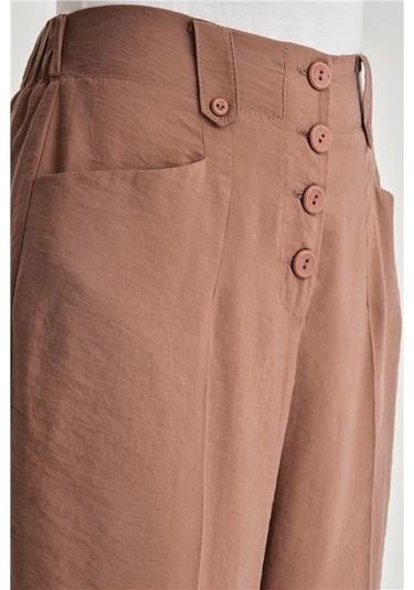 Armine Düğmeli Modal Pantolon 24k2621 Acı Kahve Kahverengi