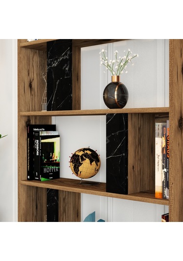 Variant Lima Çalışma Masası Ve Kitaplık Takımı - Ceviz / Siyah Me Ceviz