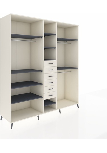 Kronos Dolap 10 Raflı 6 Çekmeceli 3 Askılı 220x59x243 Aytaşı-antrasit/aytaşı Antrasıt/aytası