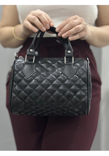 Biçomi Kapaksız Kapitone Siyah Cilt Çanta Siyah