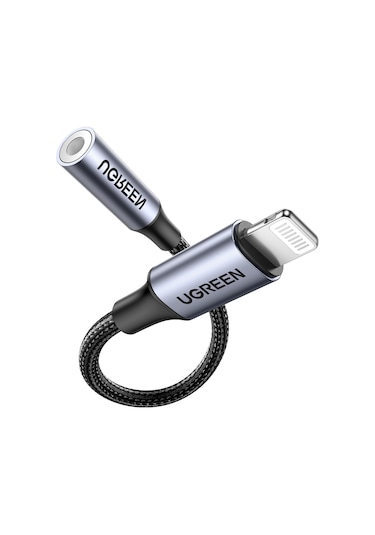 Ugreen Mfi Sertifikalı Lightning To 3.5mm Aux Dönüştürücü Adaptör, Siyah, 30756