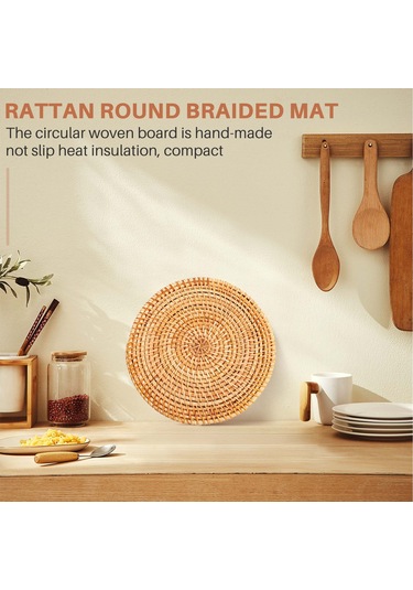 Sıcak Sıcak Altlıklar İçin 4 Adet Rattan Altlık, Dayanıklı Tencere Altlığı Kahverengi