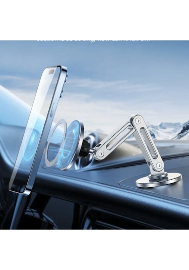 Metal Manyetik Araç İçi Telefonu Tutucu 360 Serbest Dönüş Magsafe Mıknatıslı Katlanabilir Telefon Tutucu