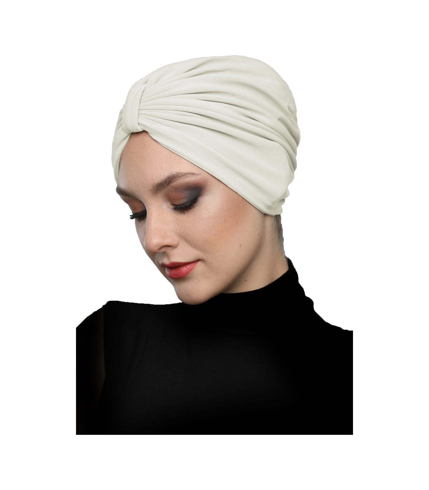Kelebek Astarlı Krem Hazır Türban Tesettür Havuz Bonesi Krem