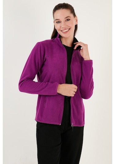 Lela Slim Fit Anti-Pilling Tüylenme Yapmayan Fermuarlı Cepli Hırka Bayan Polar 5907002 Mor Lela Slim Fit Anti-Pilling Tüylenme Yapmayan Fermuarlı Cepli Hırka Bayan Polar 5907002 Mor
