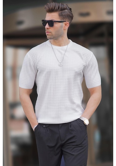 Madmext Madmext Erkek Beyaz Tişört 5685-Beyaz