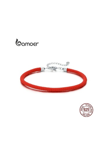 Kırmızı Bamoer Kadın Ayarlanabilir 16-21 Cm 925 Ayar Gümüş Charm Bilezik Kız Doğum Günü Hediyeleri