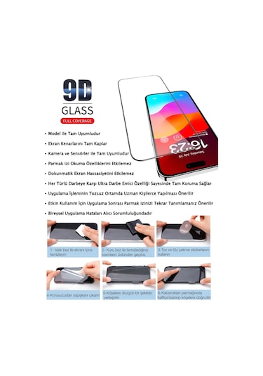 iPhone 17 Pro Max Uyumlu Ekran Koruyucu 9D Kırılmaz Cam -Extra Darbe Koruma -Ekranı Tam Kaplar