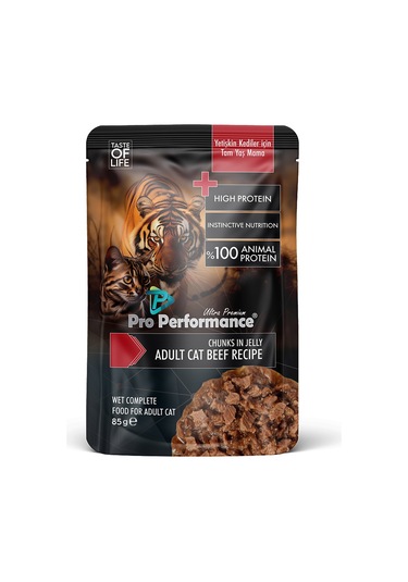 Pro Performance Sığır Etli Parça Etli Pouch Yetişkin Kedi Konservesi 85 Gr 24'lü Paket