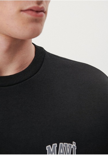Mavi - Mavi Logo Baskılı Siyah Sweatshirt 0611716-900 Siyah