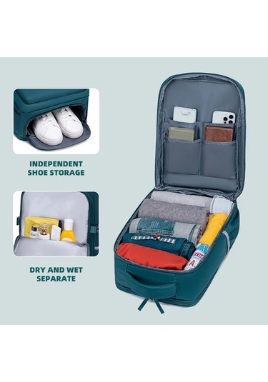 Xuweiwei Large Kapasiteli Army Green Seyahat Sırt Çantası Ayakkabı Bölmeli Hafif Laptop Çantası Şarj Portlu "value":"mavi"