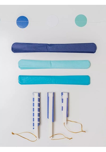 Fiolento Kağıt Süsler: Toplar, Ponponlar, Daireler Ve Işık Zinciri 236182989 MAVİ