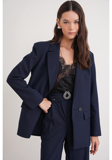 4516 Kadın Bezayağı Blazer Ceket Lacivert Lacivert