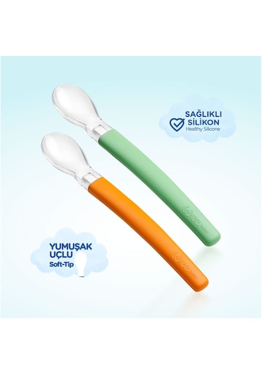 Wee Baby Silikon Uçlu 2'li Mama Kaşığı Yeşil