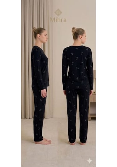 Street Beauty Viskon Kısa Kol Pijama Takımı Siyah