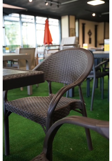 Alezy Bambu Balkon Bahçe Masa Takımı 4 Kişilik 70x70 Masa 4 Adet Bambu Koltuk Kahverengi