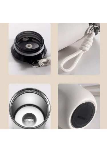 350/500 Ml Paslanmaz Çelik Yalıtımlı Kapaklı Bardak Taşınabilir Mat Siyah