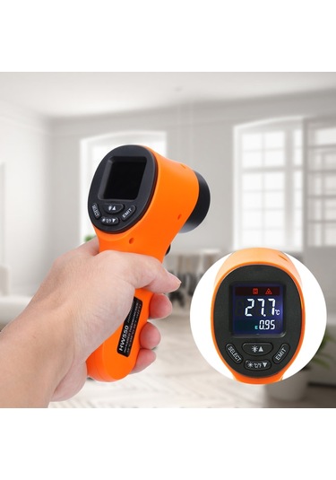 Hw550 Dijital Lcd Kızılötesi Termometre Temassız Lazer Endüstriyel Pirometre Sıcaklık Tabancası - Mavi