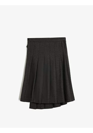 Koton Pileli Etek Toka Detaylı Antrasit 5wkg70020aw Antrasit