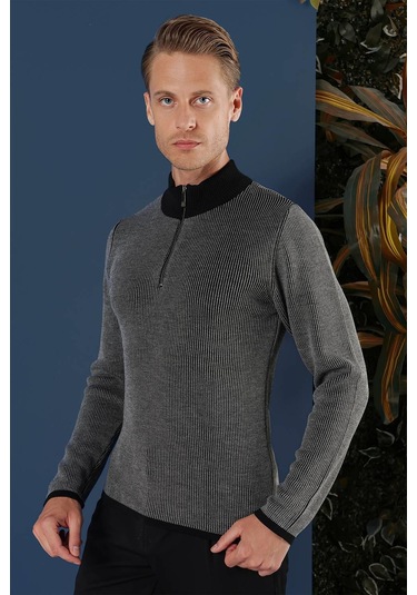 Tr 859 Slim Fit Siyah Klasik Triko Siyah