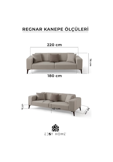 Regnar 3'lü Koltuk Krem Krem