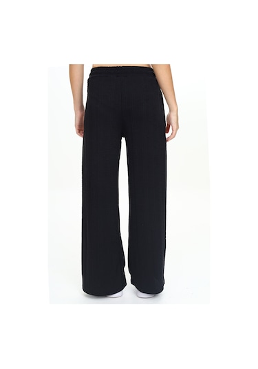 Denokids Kız Çocuk Geniş Paça Siyah Basic Eşofman Altı Renkli Siyah