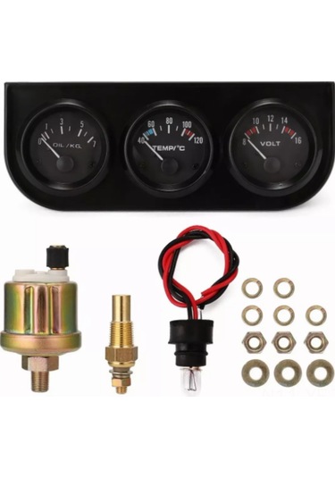 Yifomall 52mm 3'lü Gösterge Seti - Voltaj, Su Sıcaklığı Ve Yağ Basıncı Ölçer