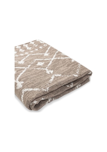 Bohem Serisi Çift Taraflı Dokuma Pamuklu Kilim Bej - Krem
