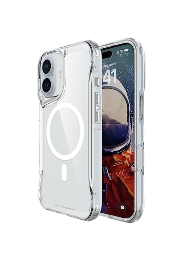 İphone Uyumlu 16 Kılıf Hptk Magsafe Şarj Özellikli T-max Magsafe Kapak-şeffaf Şeffaf