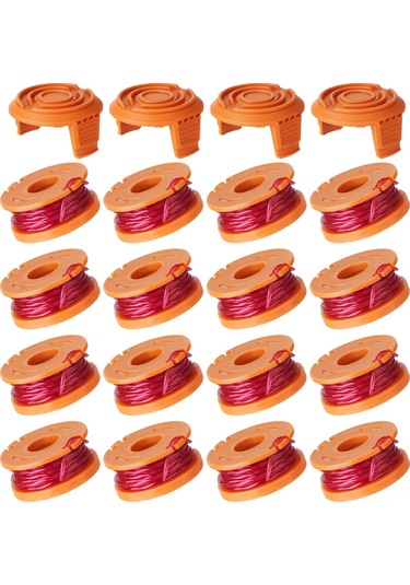 Tenfowee Worx İçin 20'li Yer Değiştirme Seti: 16 Adet Wa0010 Makine İpi Bobini + 4 Adet Kapak - Hızlı Kesim, Zaman Tasarrufu, Dayanıklı Nilon