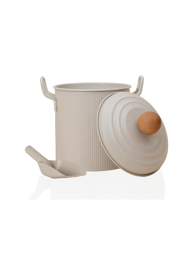 The Mia Stripe Bakliyat Ve Deterjan Saklama Kabı Bej Bej