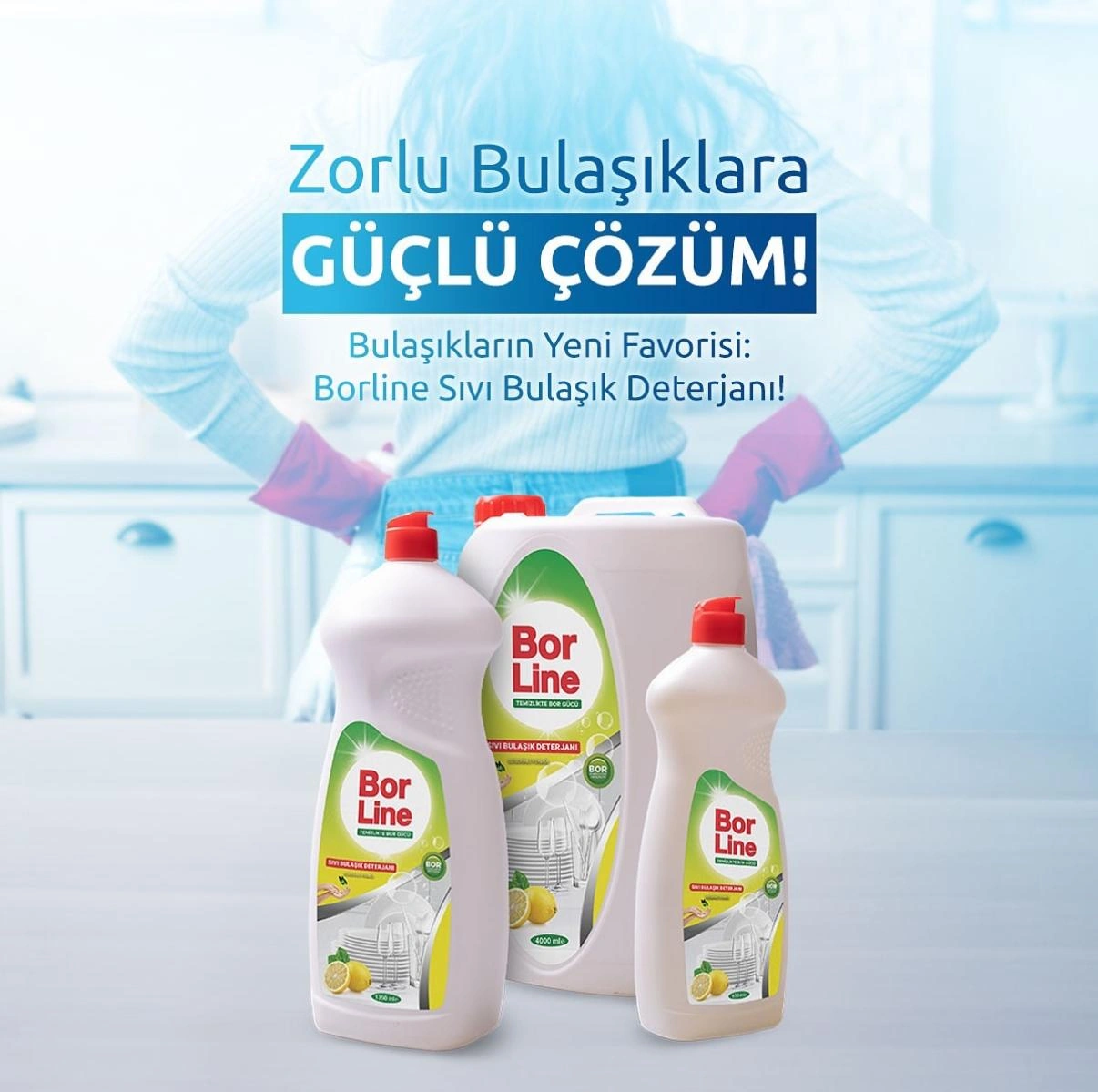 Borline 3 Adet 1350 Ml Limon Özlü Sıvı Bulaşık Yıkama Deterjanı