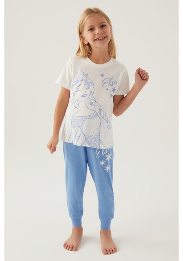 Frozen Star Krem Kız Çocuk Pijama Takımı 5274-42791 Krem
