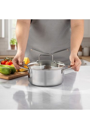 Emsan Pro Tri Ply Derin Tencere Çelik 20 Cm Gümüş