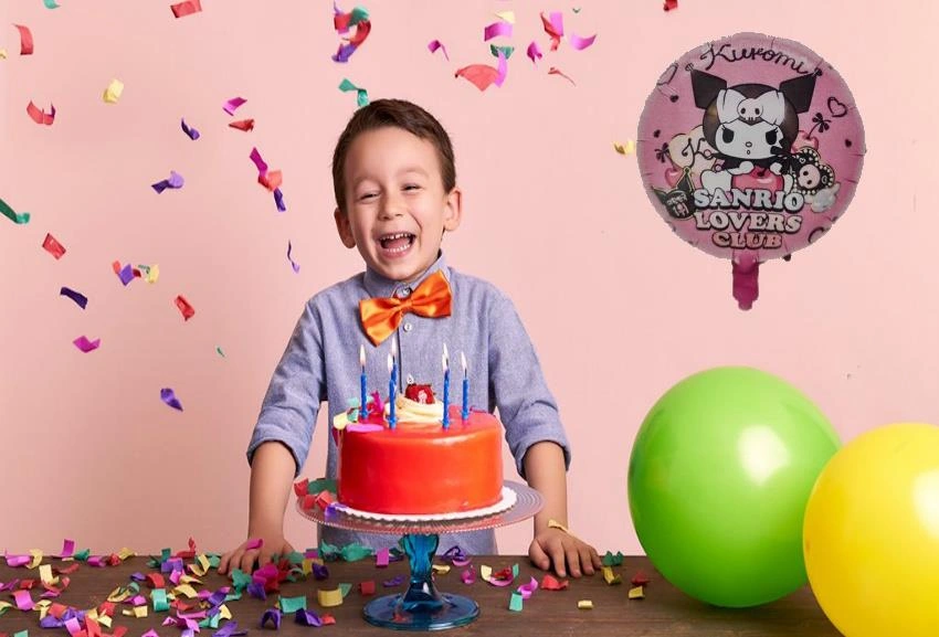 Folyo Balon Kuromi Temalı 45 Cm Pembe Kuromi Doğum Günü Folyo Balon Çok Renkli