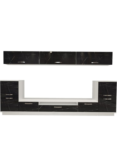 Decoraktiv Trendstyle 9 Slm Tv Ünitesi Tv Sehpası Beyaz - Siyah Mermer